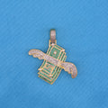 Iced out Winged Money Pendant - Gold