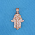 Iced Out Hamsah Pendant - Rose Gold