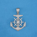 Iced Anchor Pendant - White Gold