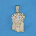 Big Gemstone Jesus Pendant - Gold