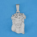 Big Gemstone Jesus Pendant - White Gold