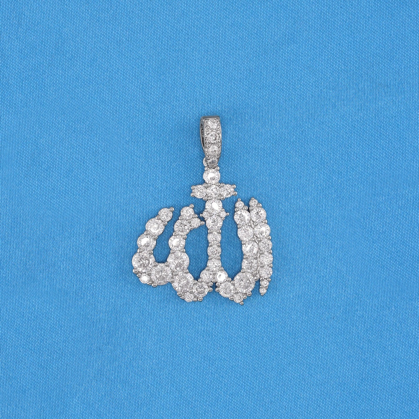 Iced Out Allah Pendant - White Gold