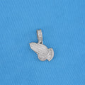 Small Iced Out Praying Hands Pendant - White Gold