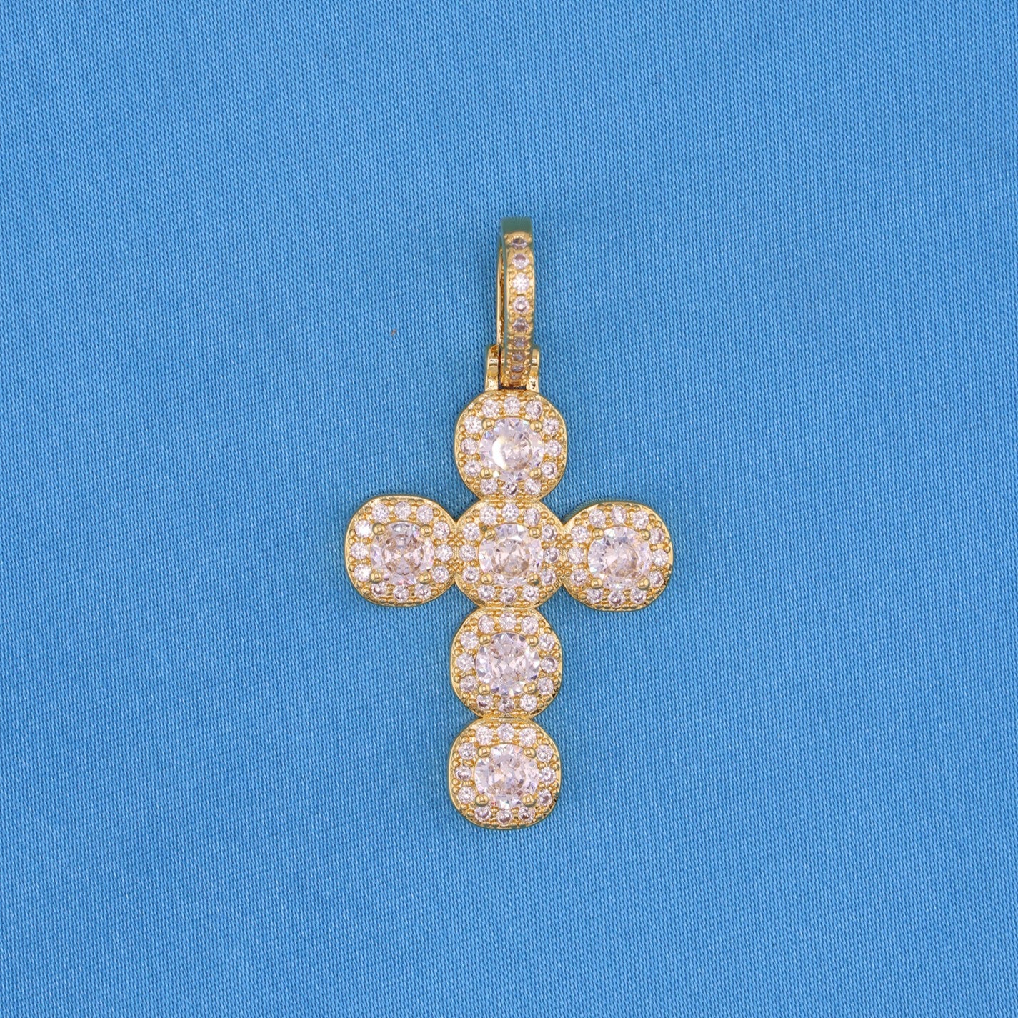 Stone Cross Pendant - Gold