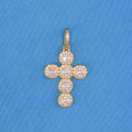 Iced Stone Cross Pendant - Gold