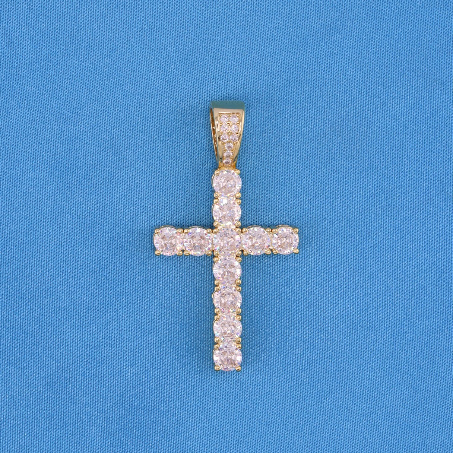 Large Diamond Cross Pendant - Gold