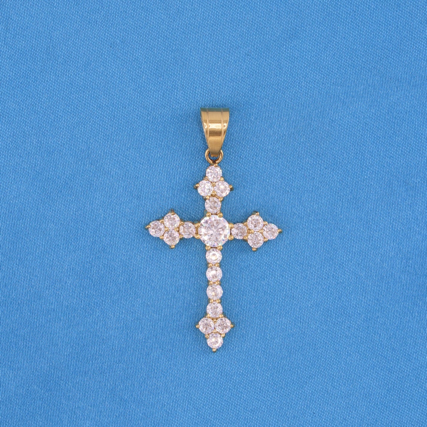 Iced Celtic Cross Pendant - Gold