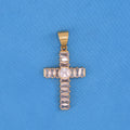 Baguette Cut Cross Pendant - Gold