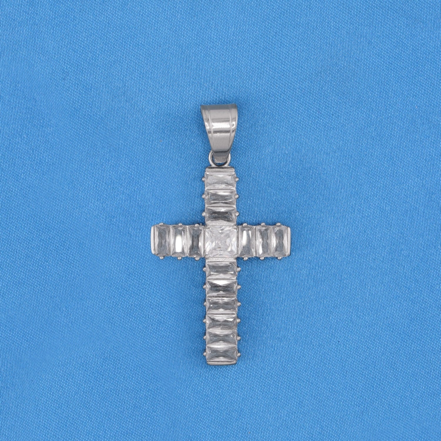 Baguette Cut Cross Pendant - Premium 316L Stainless