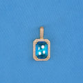 Iced Blue Stone Pendant  - Gold