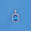 Iced Blue Stone Pendant - White Gold