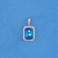 Iced Blue Stone Pendant - White Gold