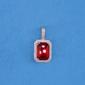 Iced Blood Stone Pendant - White Gold