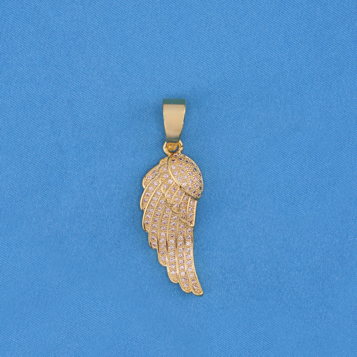 Iced Out Angel Wing Pendant - Gold