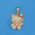 Iced Out Kitty Pendant - Gold