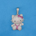 Iced Out Kitty Pendant - White Gold