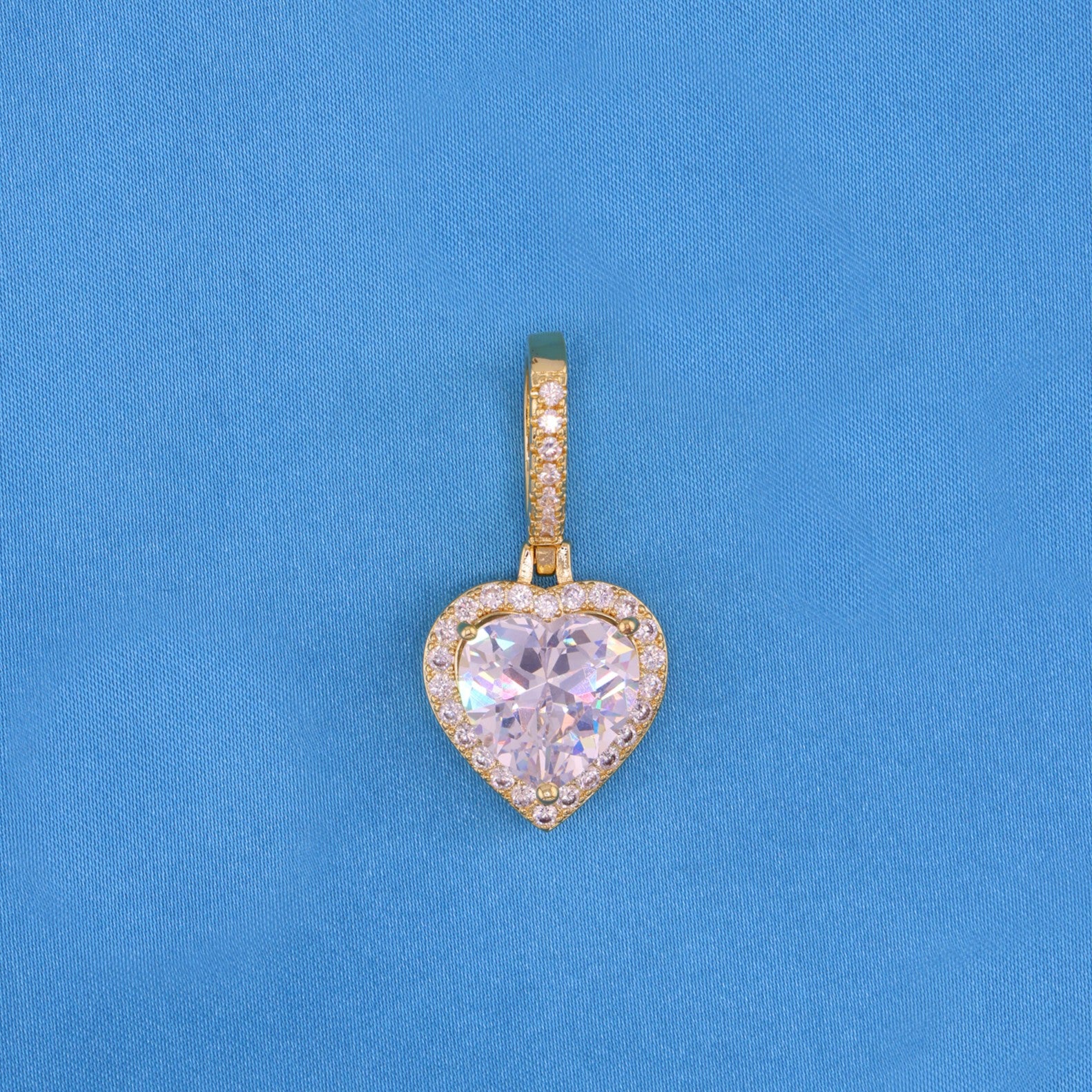 Iced Heart Pendant - Gold