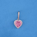 Iced Pink Heart Pendant - White Gold