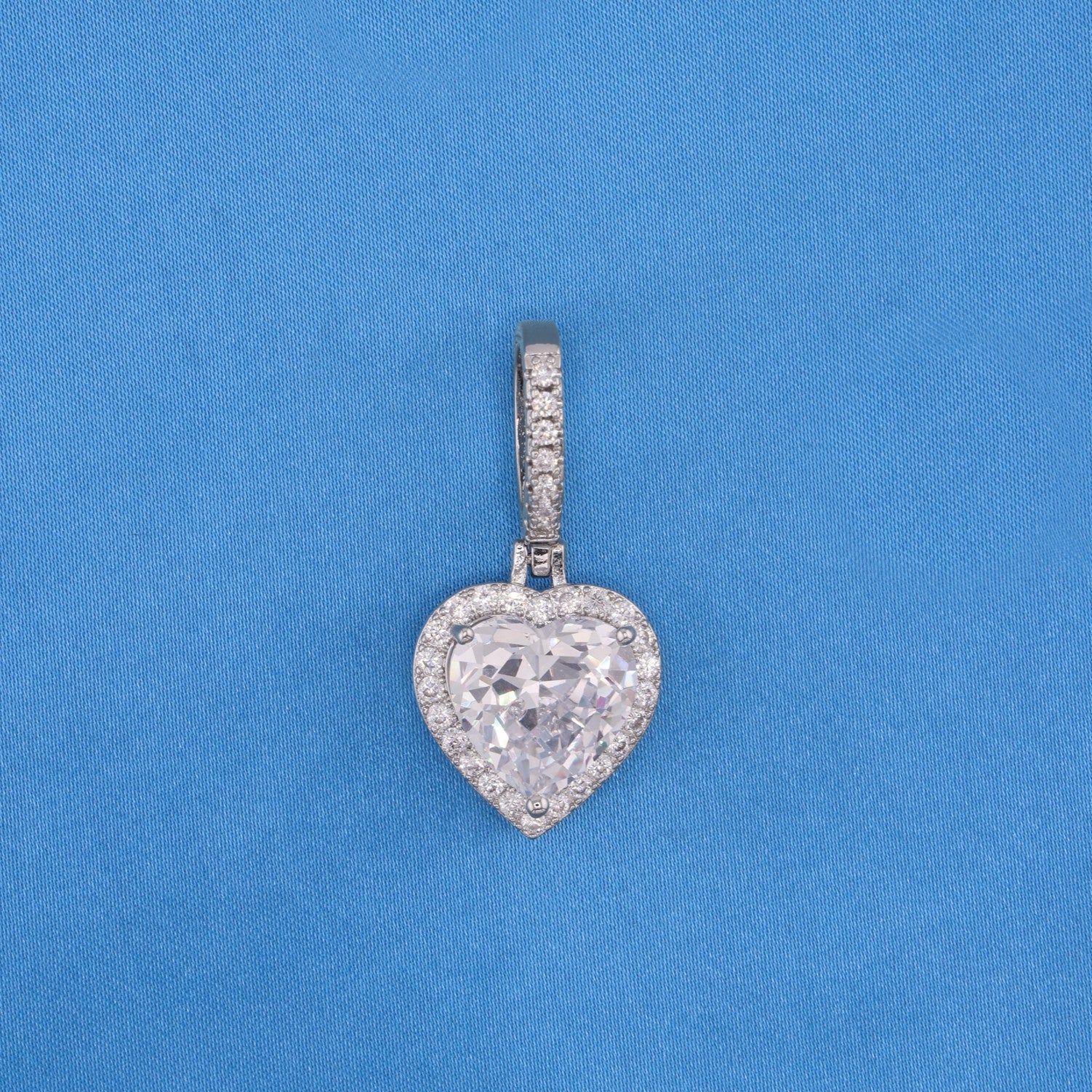 Iced Heart Pendant - White Gold