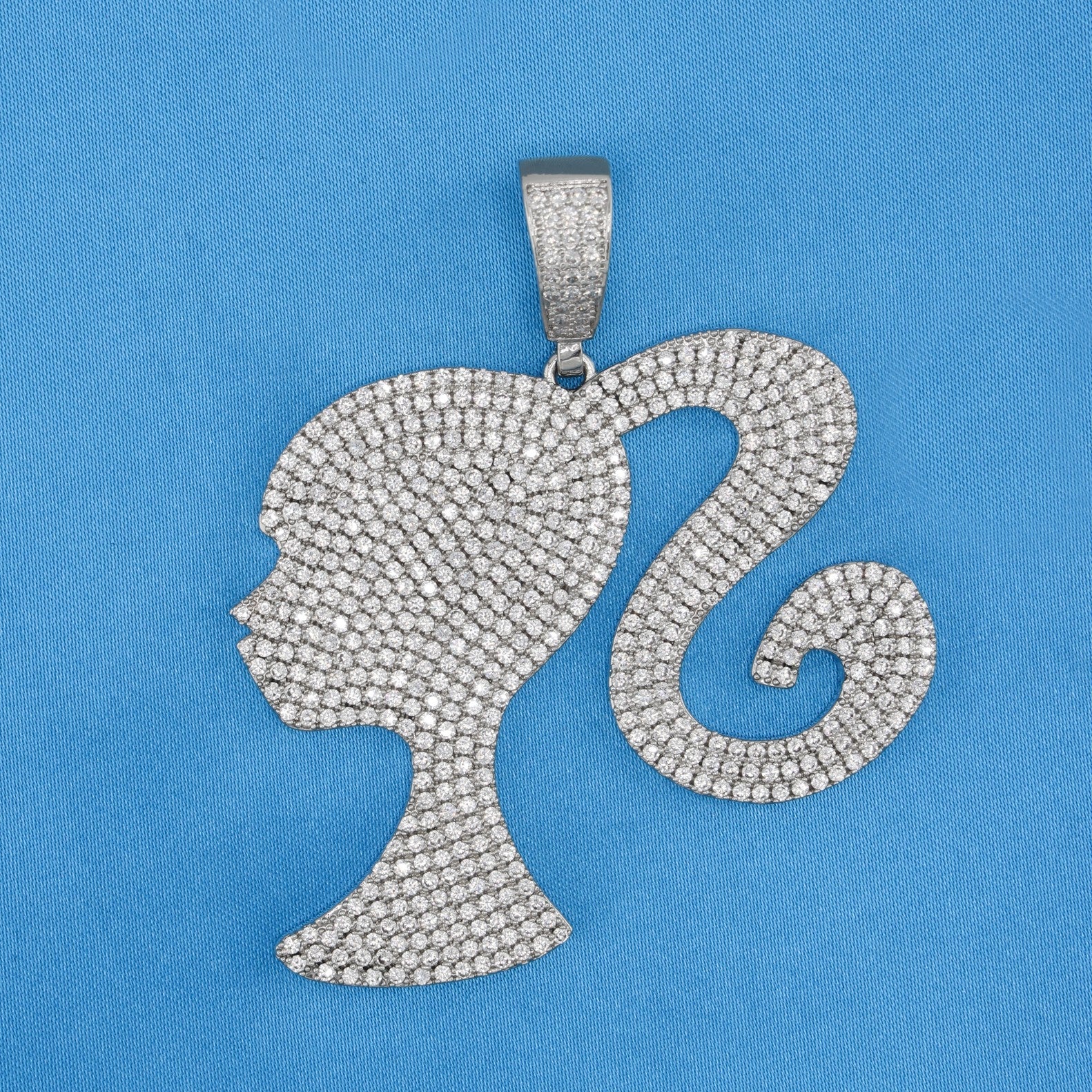 Iced Girl Pendant - White Gold