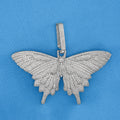 Fully Iced Big Butterfly Pendant - White Gold
