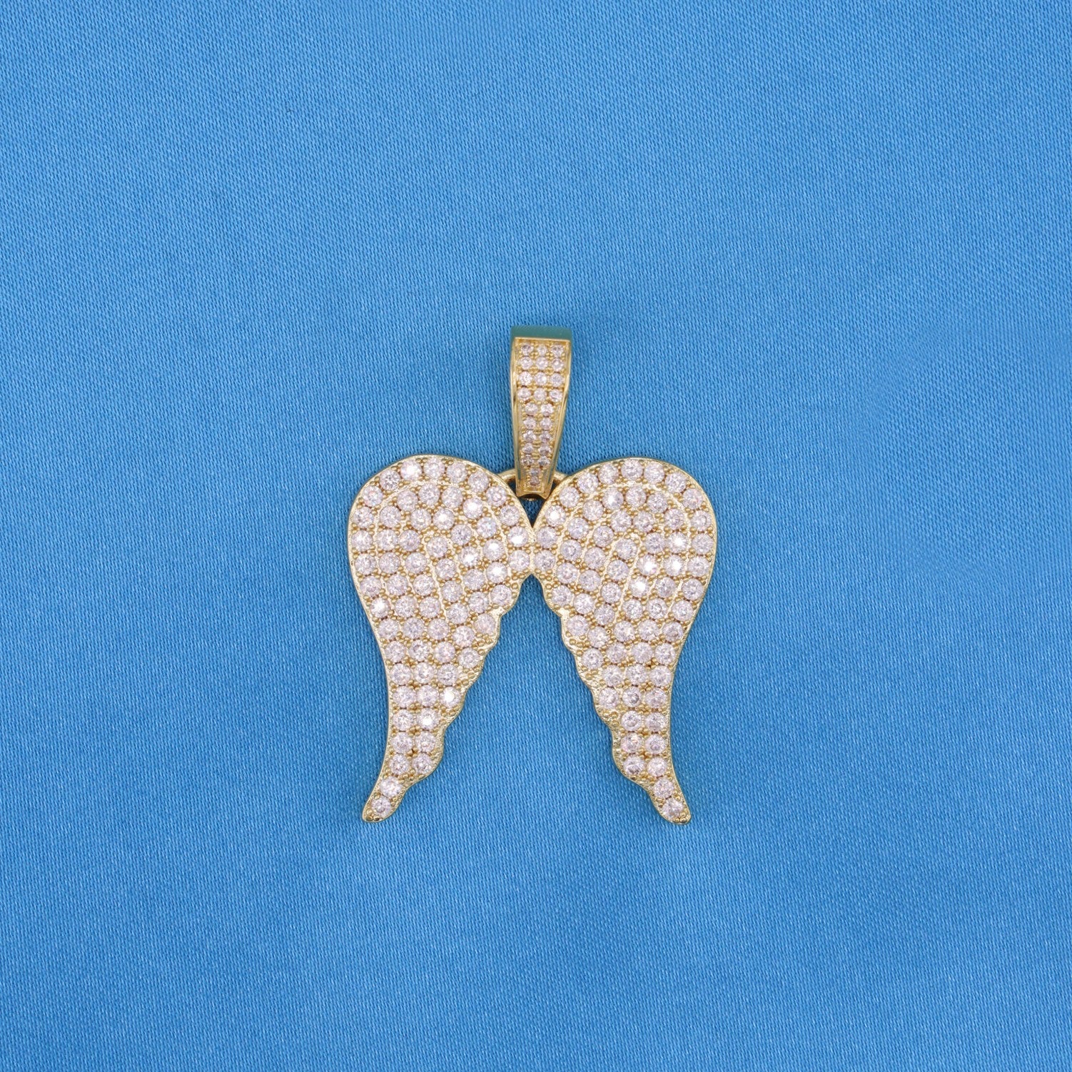 Iced Out Angel Wings Pendant - Gold