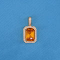 Iced Orange Stone Pendant Necklace - Gold