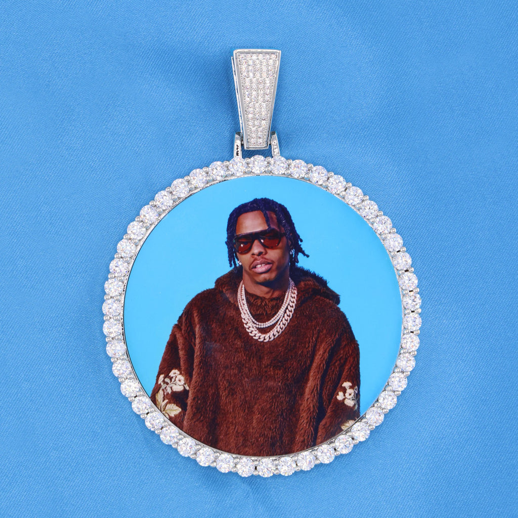 Custom XL Photo Pendant - White Gold