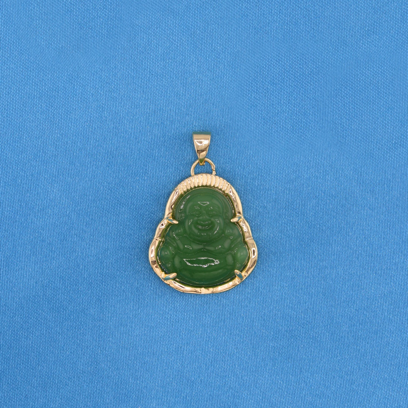 Green Buddha Necklace - Gold
