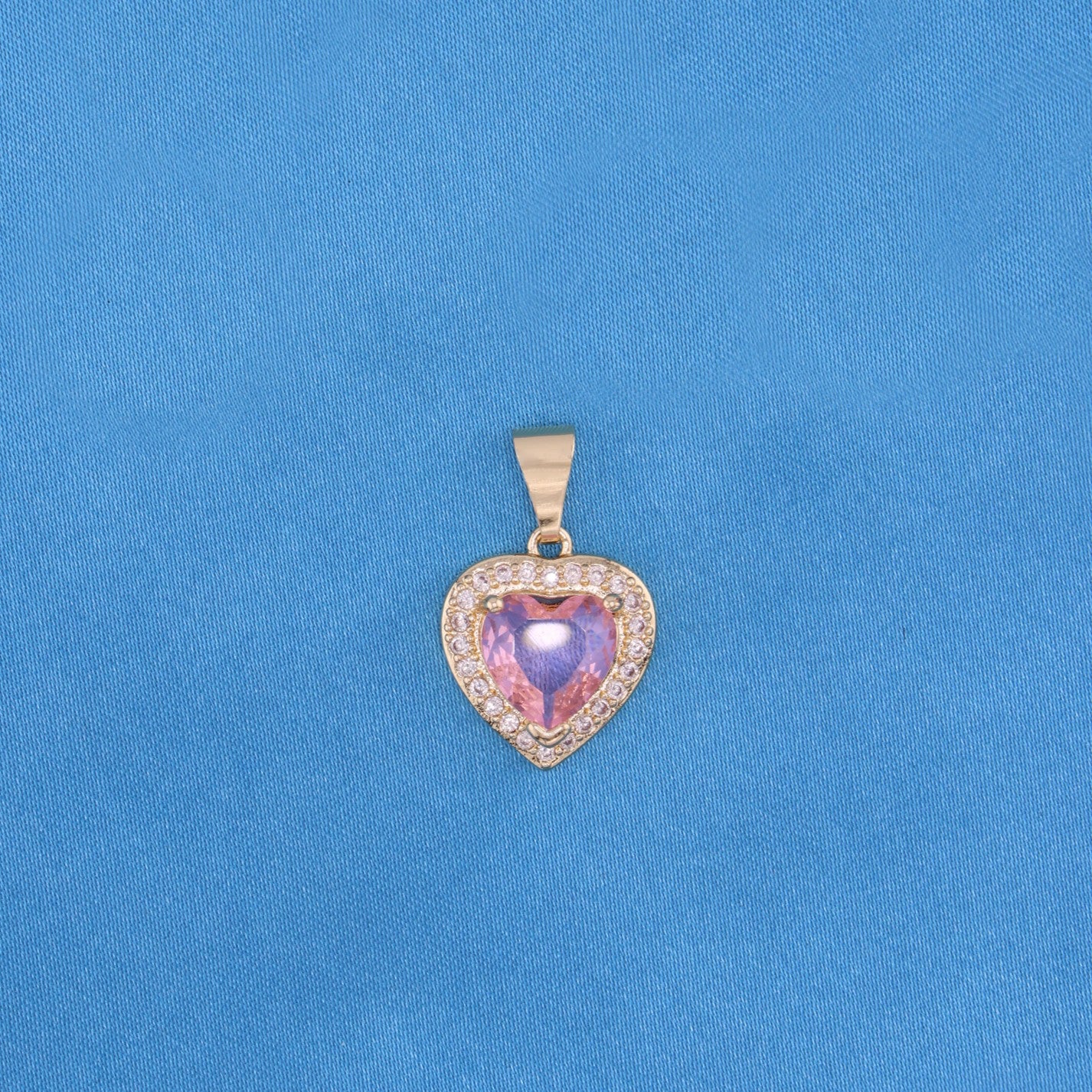 Icy Pink Heart Necklace - Gold