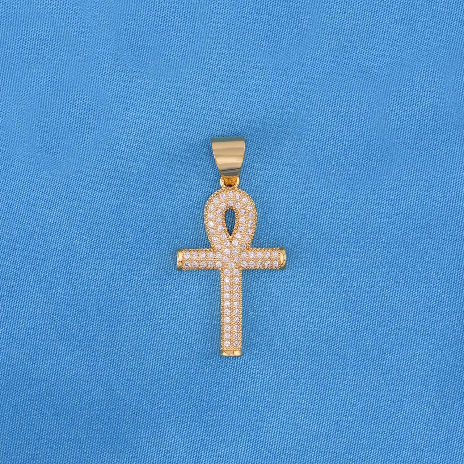 Icy Ankh Cross Necklace - Gold
