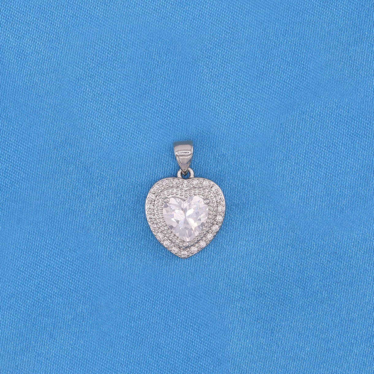 Iced Out Heart Necklace - White Gold