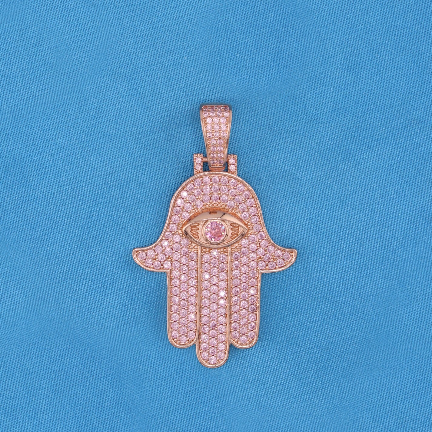 Pink Diamond Hamsah Necklace - Rose Gold