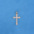 Small Iced Budded Cross Necklace - Gold