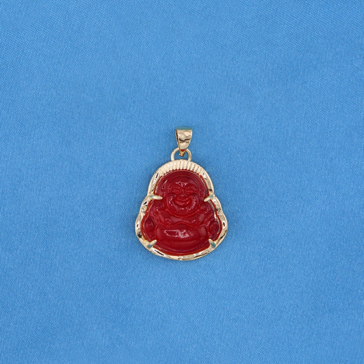 Red Buddha Necklace - Gold