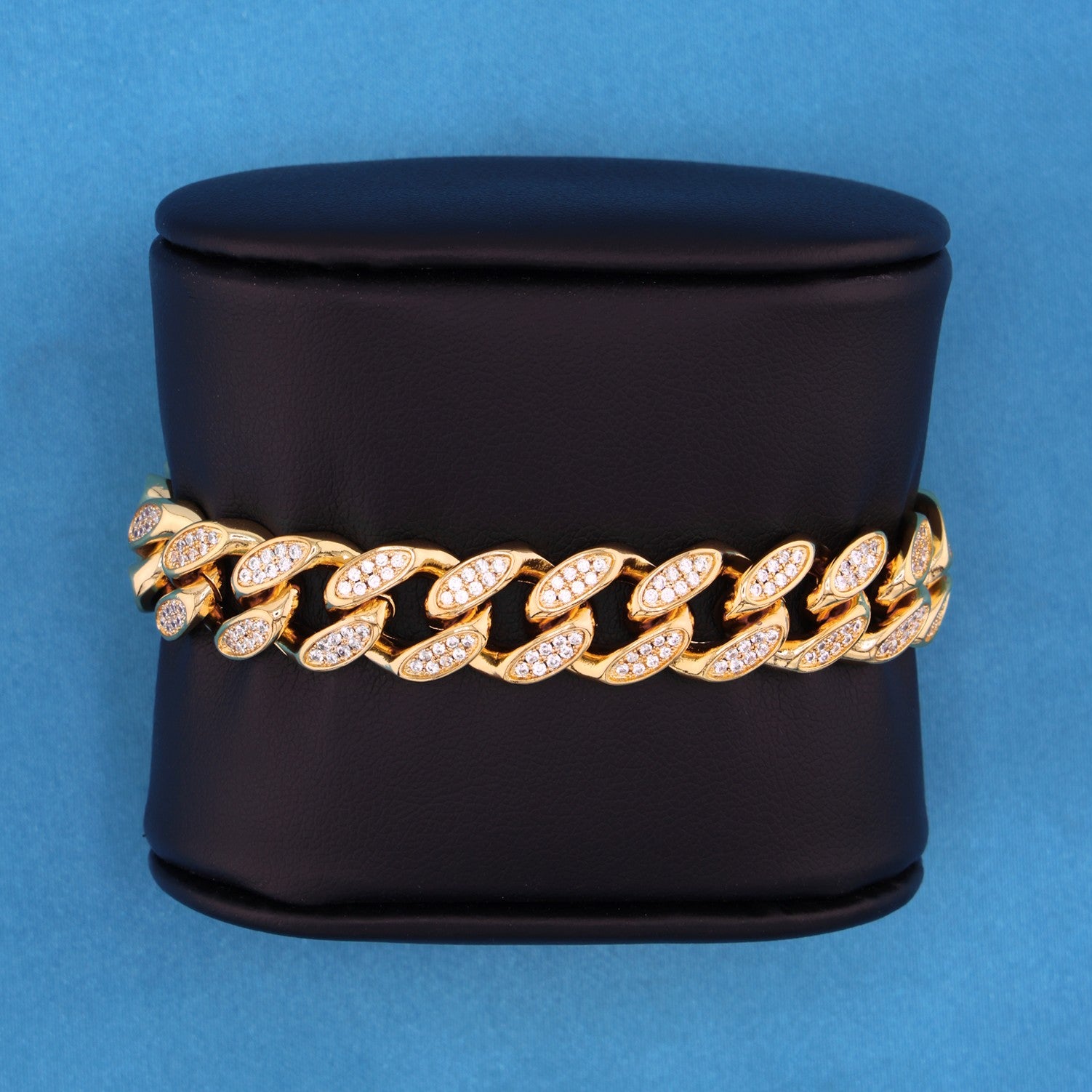 12mm Iced Out Miami Cuban Bracelet - Gold