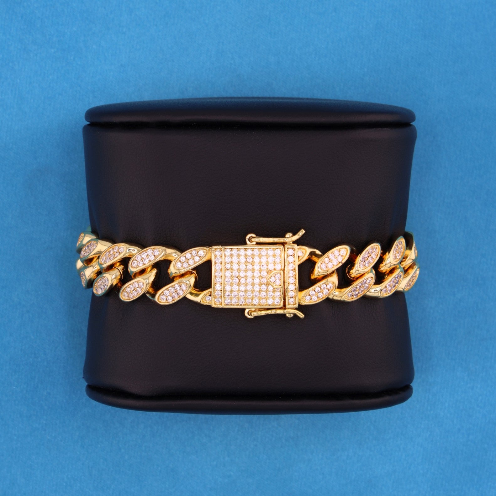 12mm Iced Out Miami Cuban Bracelet - Gold