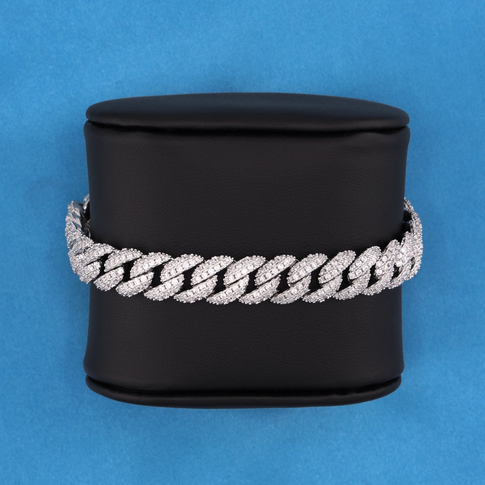10mm Iced Out Cuban Bracelet - White Gold