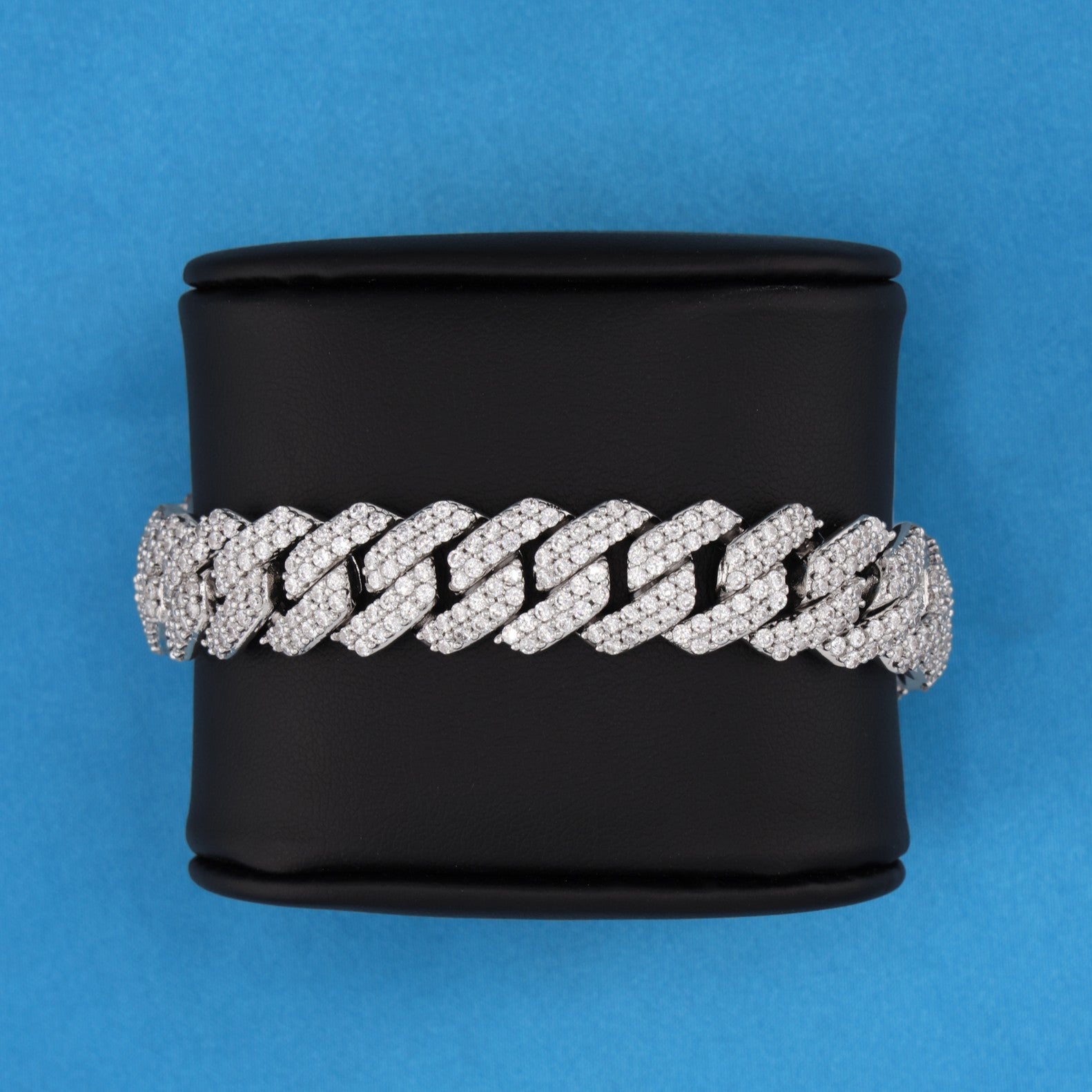 13mm Diamond Prong Link Bracelet - 925 Silver