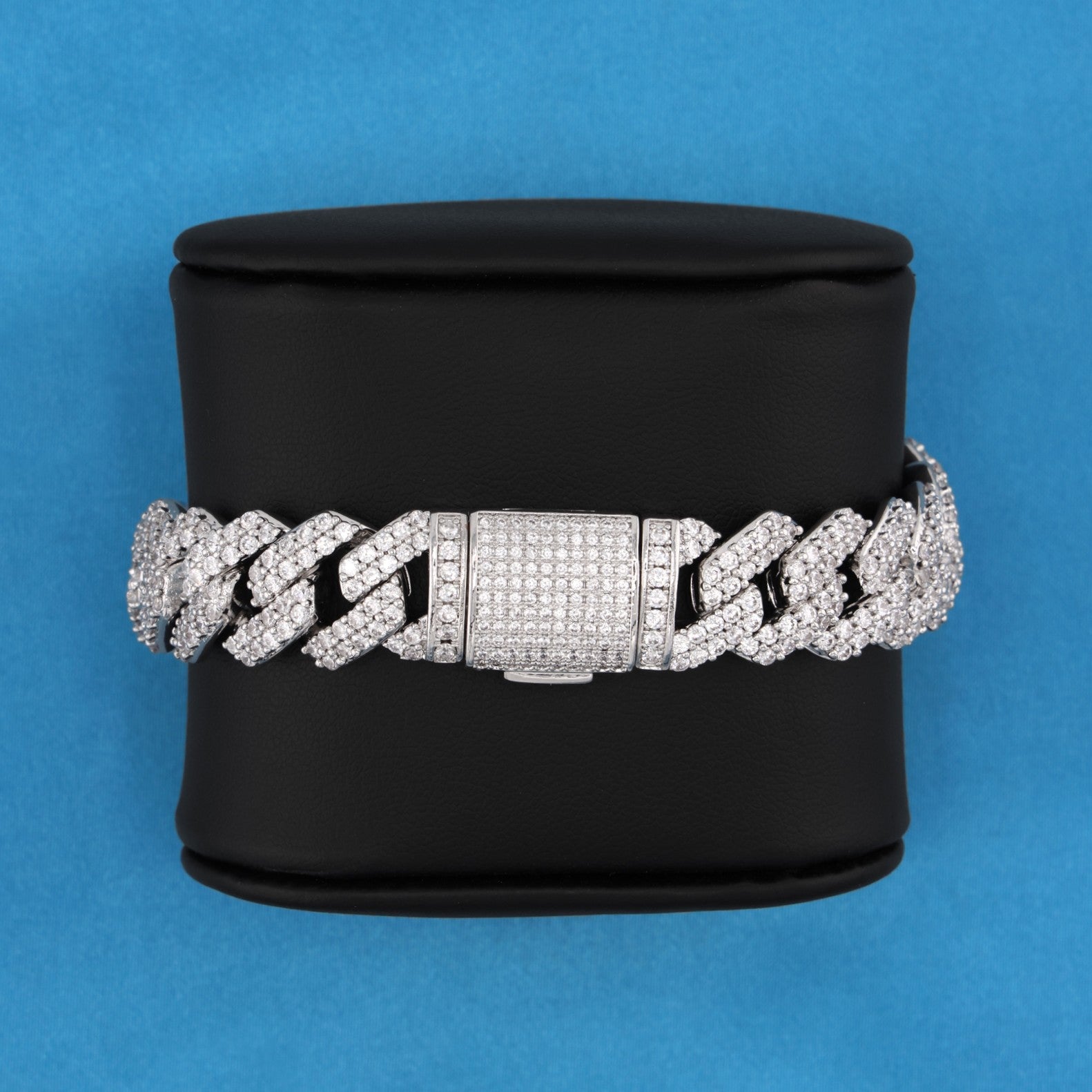 13mm Diamond Prong Link Bracelet - 925 Silver