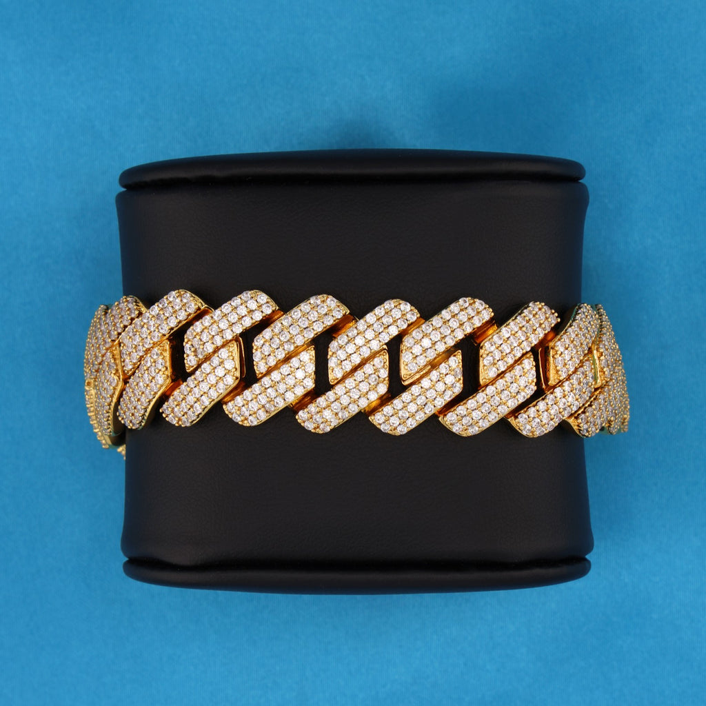 19mm Moissanite Prong Link bracelet - Gold over 925 Silver