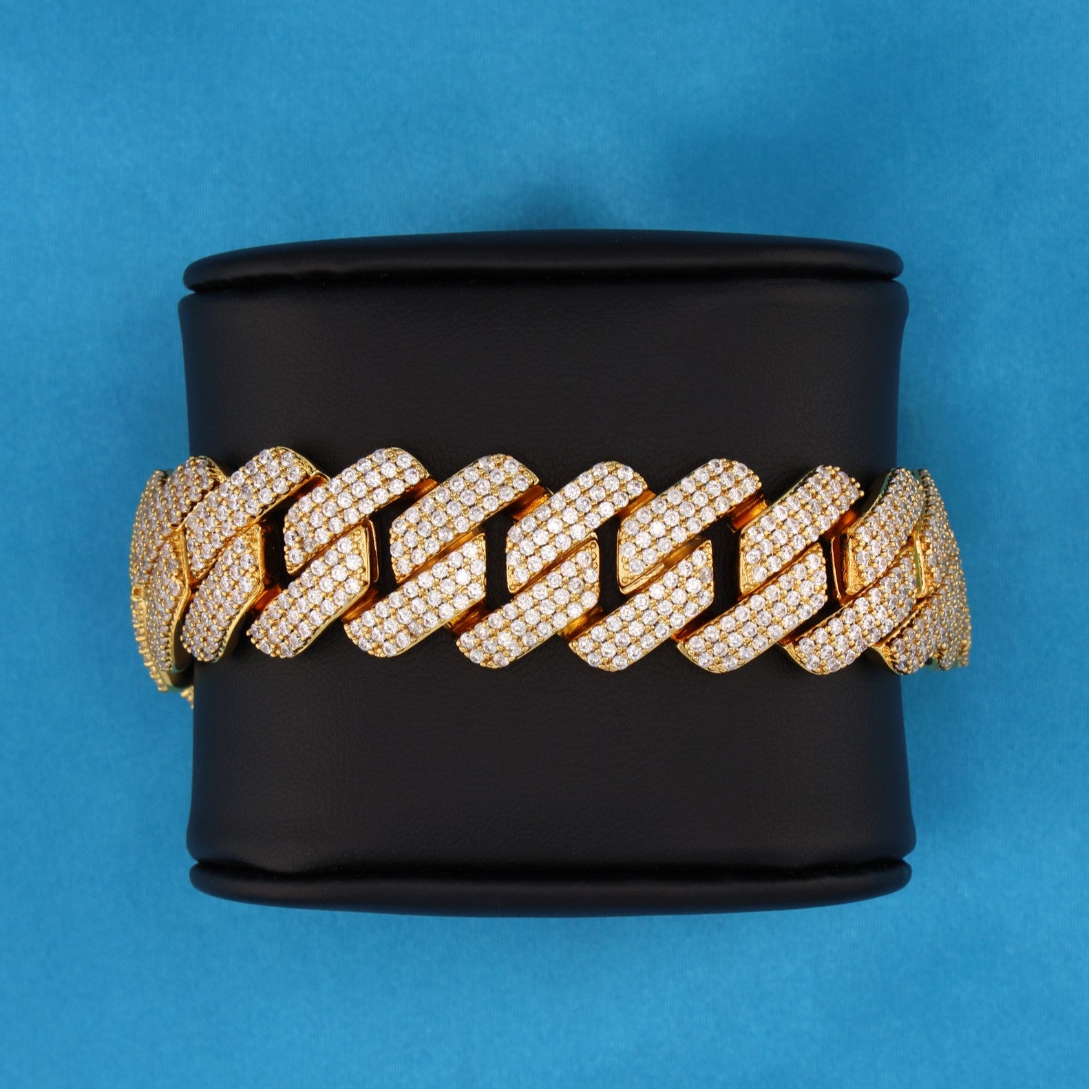 19mm Moissanite Prong Link bracelet - Gold over 925 Silver