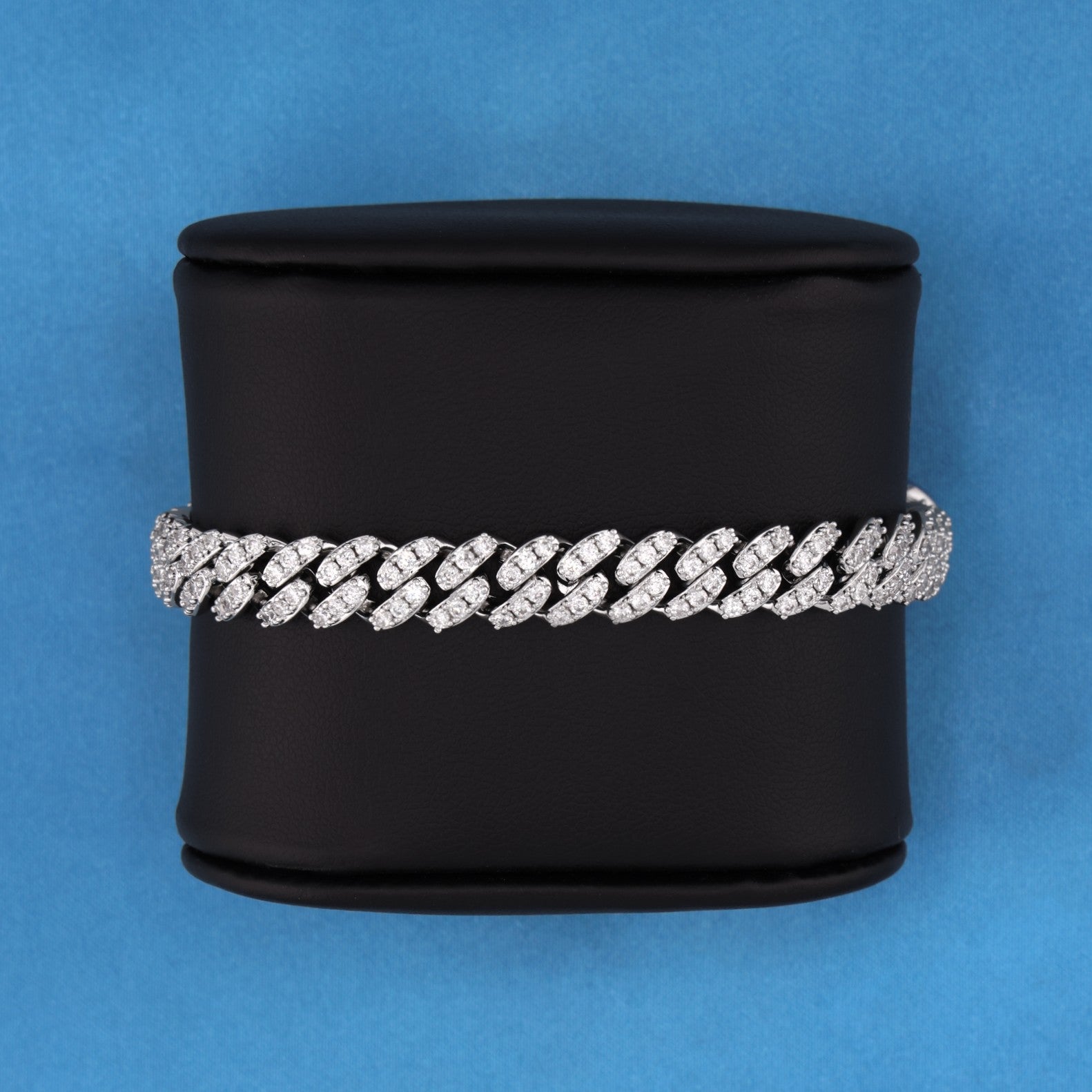 8mm Iced Out Cuban Bracelet - White Gold