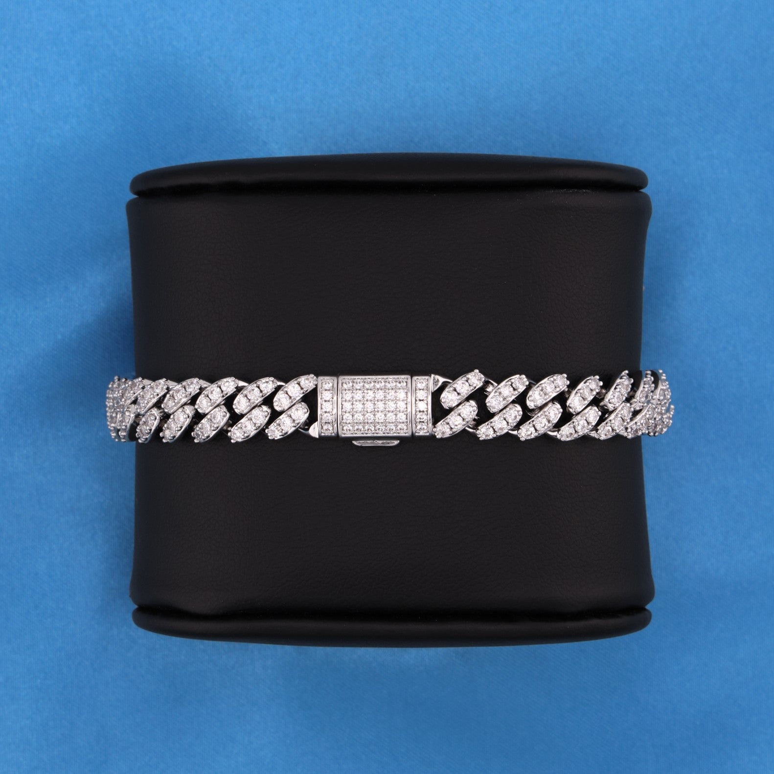 8mm Iced Out Cuban Bracelet - White Gold