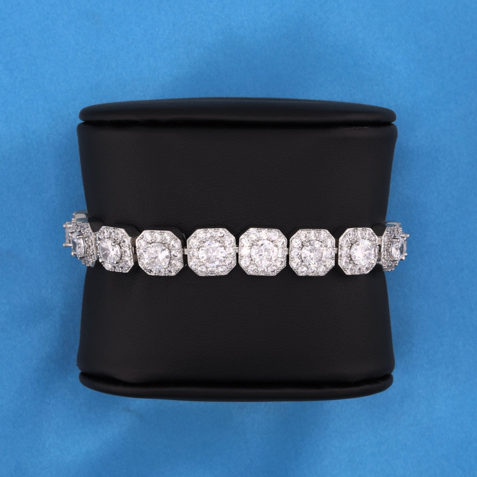 10mm Moissanite Clustered Tennis Bracelet - 925 Silver