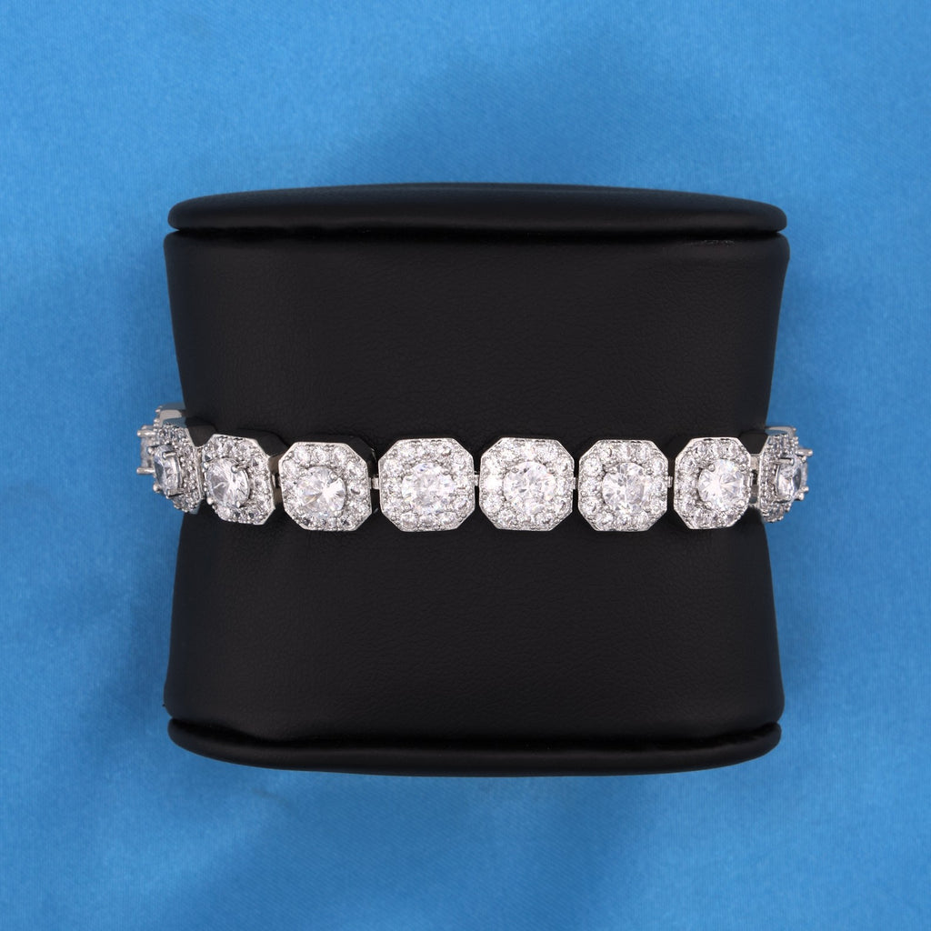 12mm Clustered Tennis Bracelet - White Gold