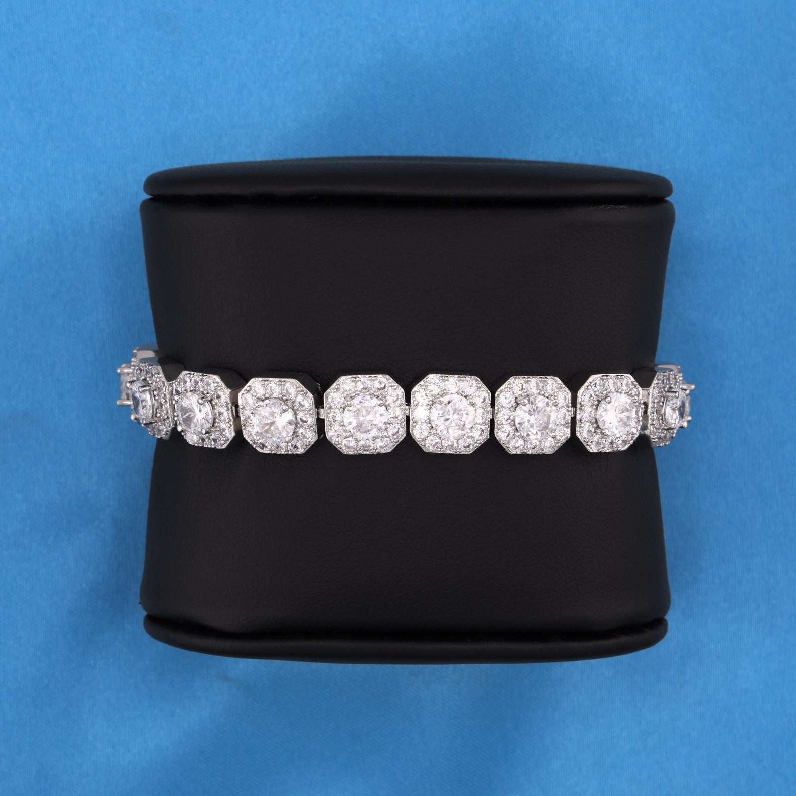 12mm Clustered Tennis Bracelet - White Gold