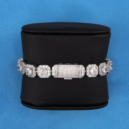 12mm Clustered Tennis Bracelet - White Gold