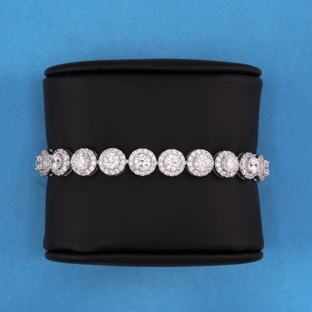 8mm Round Clustered Tennis Bracelet - White Gold