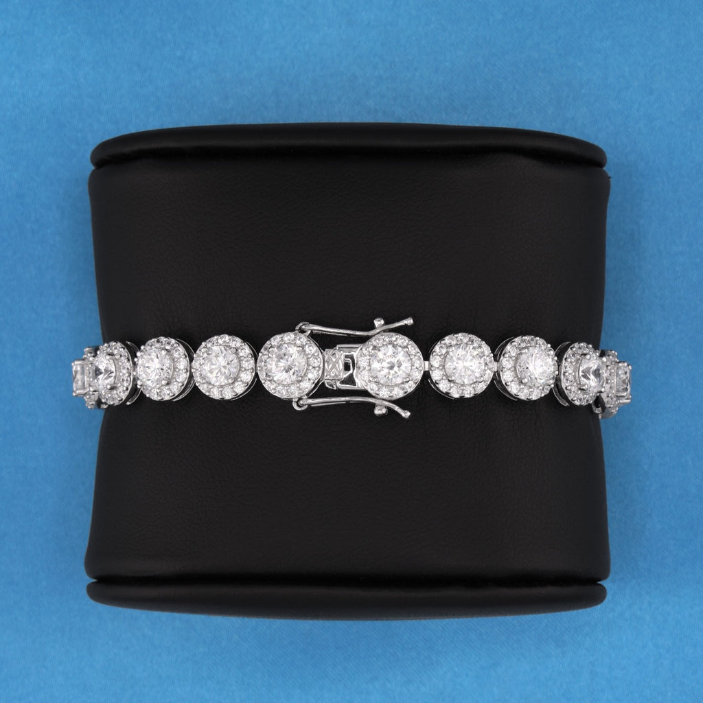 8mm Round Clustered Tennis Bracelet - White Gold